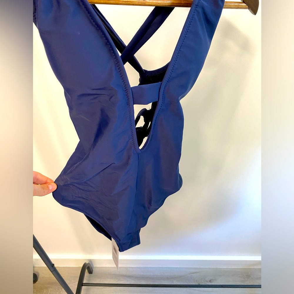NWT cupshie one piece navy cut out strappy suit